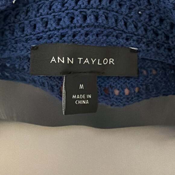 Ann Taylor Crochet Cardigan in Navy Blue- Size M - Picture 4 of 4